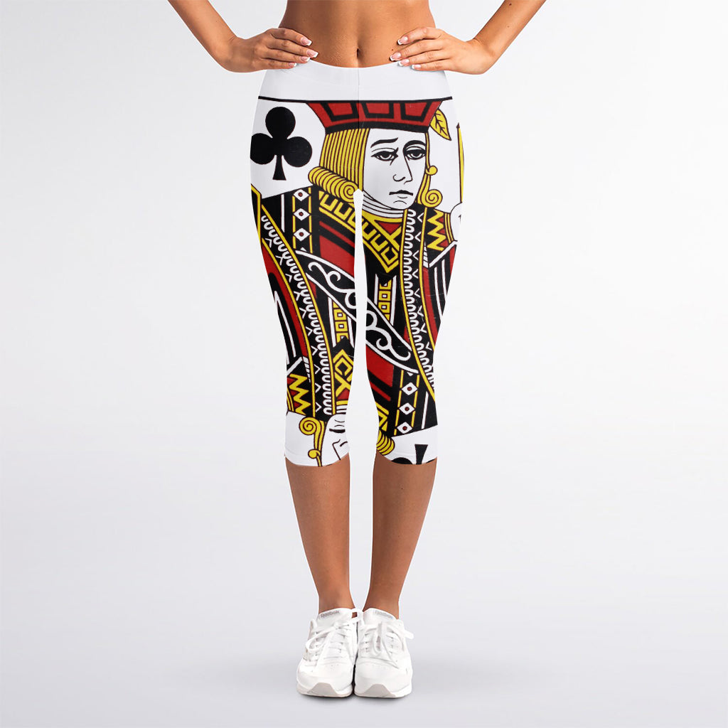 Jack Of Clubs Playing Card Print Women's Capri Leggings