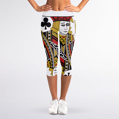 Jack Of Clubs Playing Card Print Women's Capri Leggings