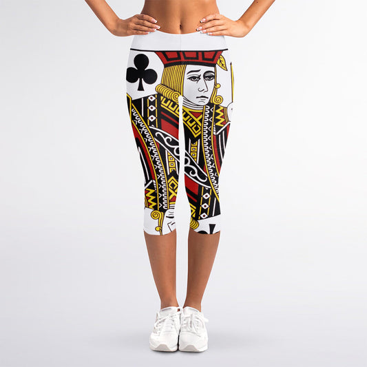 Jack Of Clubs Playing Card Print Women's Capri Leggings