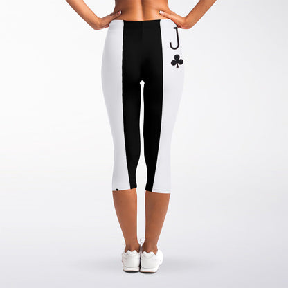Jack Of Clubs Playing Card Print Women's Capri Leggings