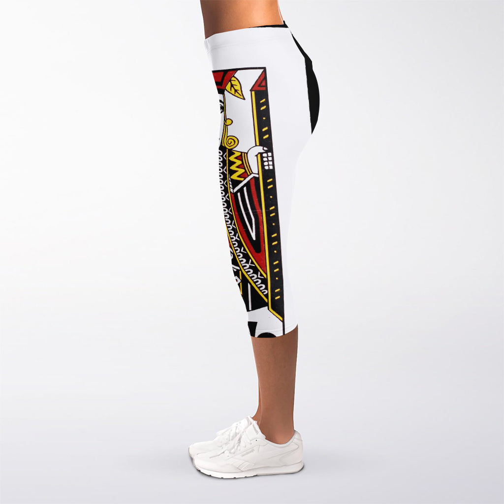 Jack Of Clubs Playing Card Print Women's Capri Leggings