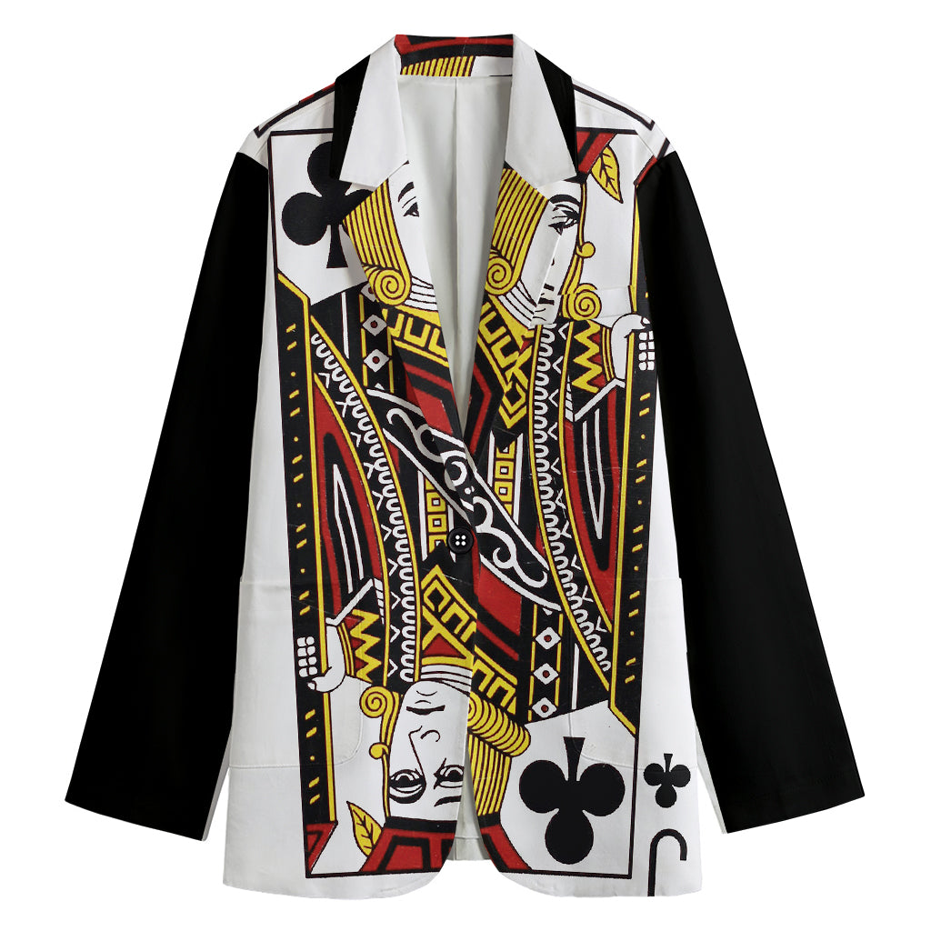 Jack Of Clubs Playing Card Print Women's Cotton Blazer
