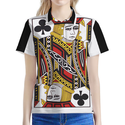 Jack Of Clubs Playing Card Print Women's Polo Shirt
