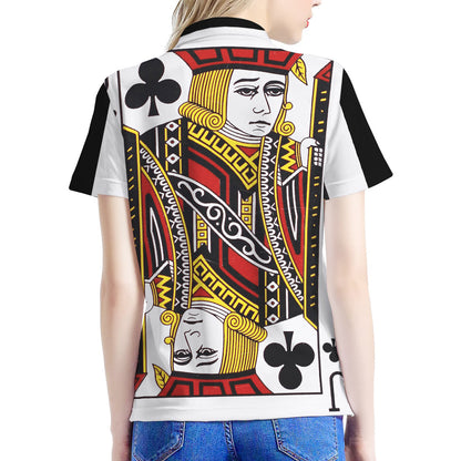Jack Of Clubs Playing Card Print Women's Polo Shirt