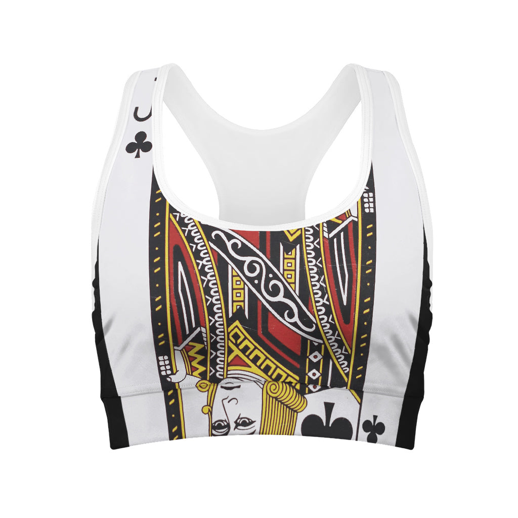 Jack Of Clubs Playing Card Print Women's Sports Bra