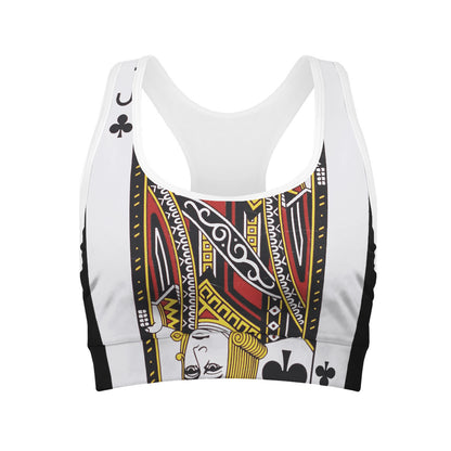 Jack Of Clubs Playing Card Print Women's Sports Bra
