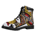 Jack Of Clubs Playing Card Print Padded Collar Lace Up Boots