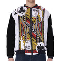 Jack Of Clubs Playing Card Print Zip Sleeve Bomber Jacket