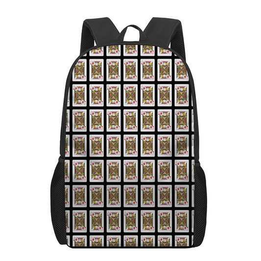 Jack Of Diamonds Pattern Print 17 Inch Backpack