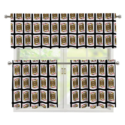 Jack Of Diamonds Pattern Print 3 Piece Kitchen Curtains