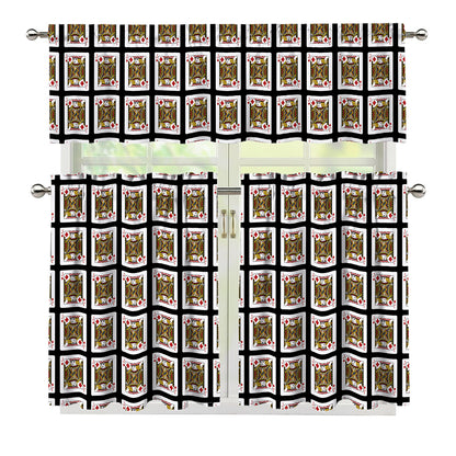 Jack Of Diamonds Pattern Print 3 Piece Kitchen Curtains