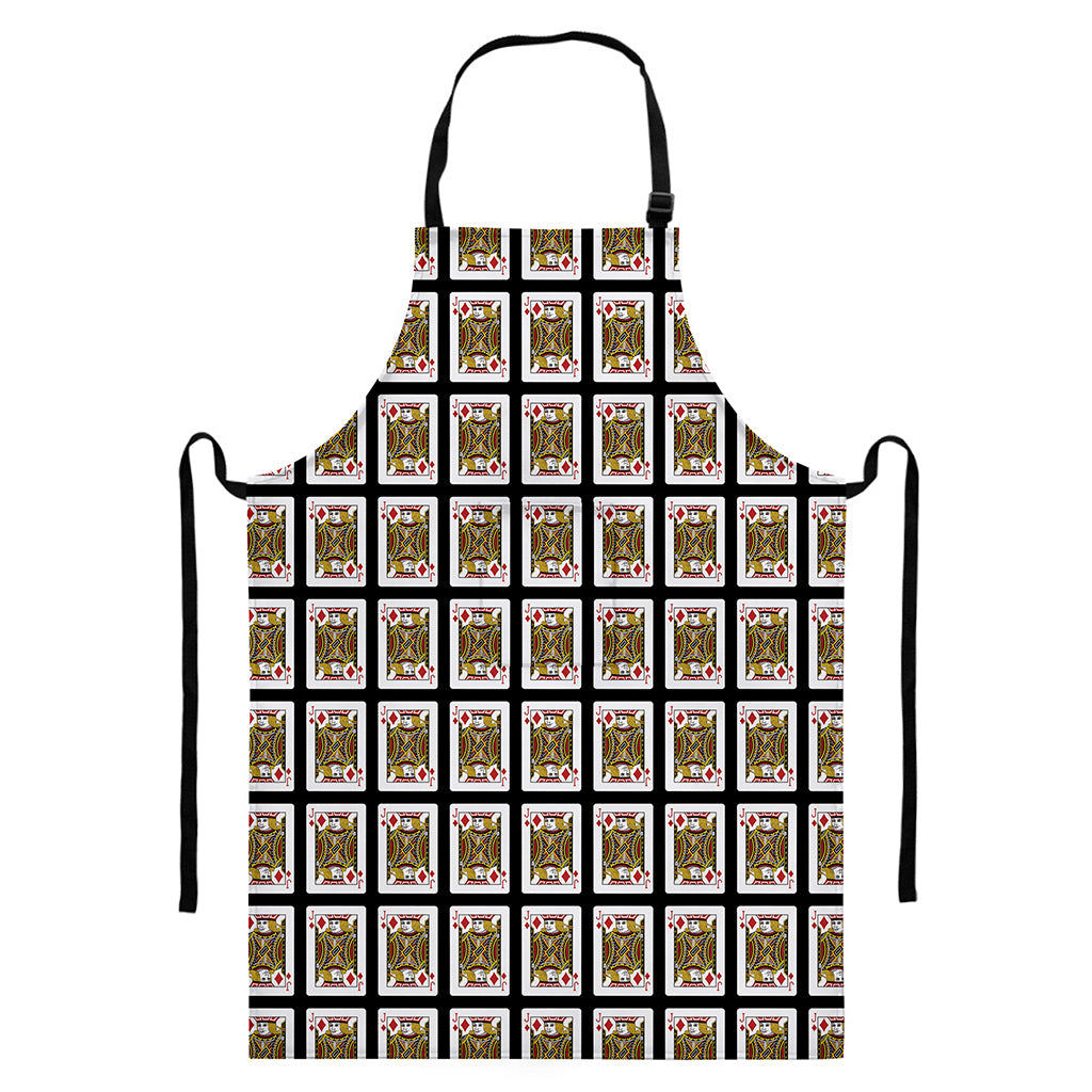 Jack Of Diamonds Pattern Print Bib Apron With Pocket