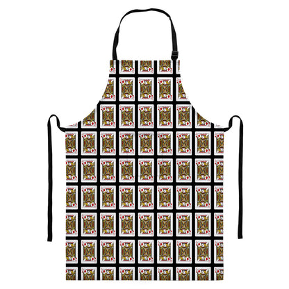 Jack Of Diamonds Pattern Print Bib Apron With Pocket