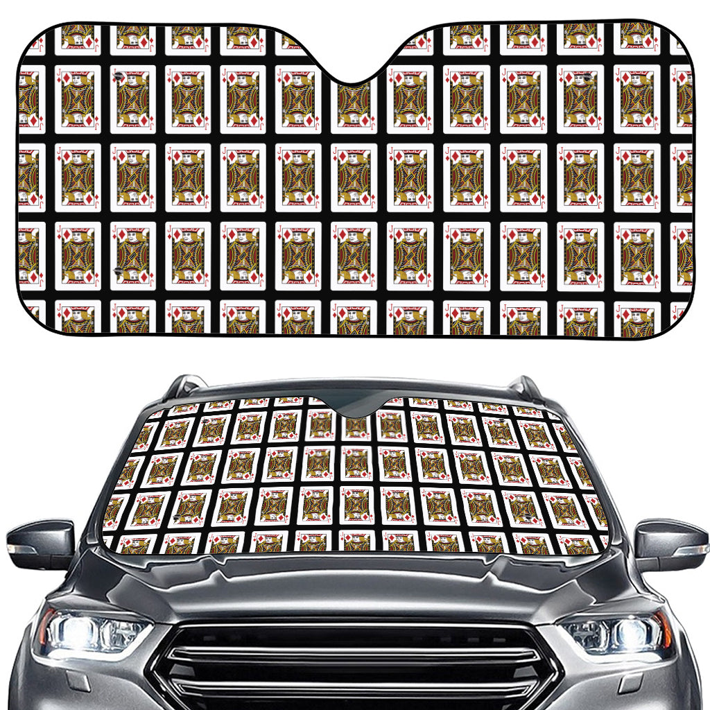 Jack Of Diamonds Pattern Print Car Windshield Sun Shade