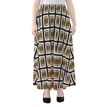 Jack Of Diamonds Pattern Print Chiffon Maxi Skirt