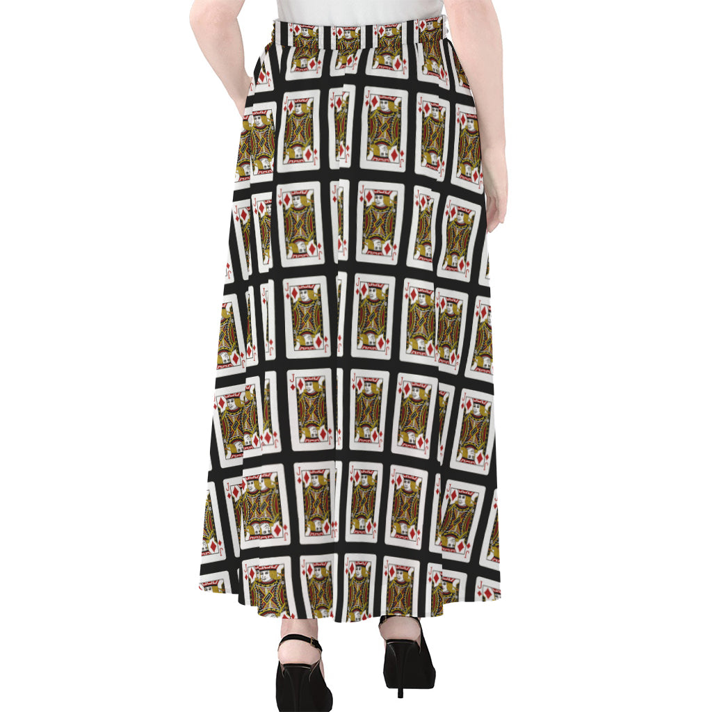 Jack Of Diamonds Pattern Print Chiffon Maxi Skirt