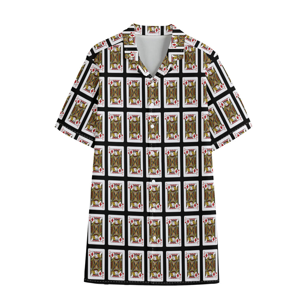 Jack Of Diamonds Pattern Print Cotton Hawaiian Shirt