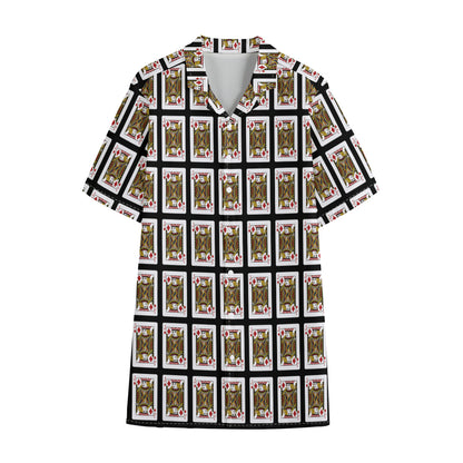 Jack Of Diamonds Pattern Print Cotton Hawaiian Shirt