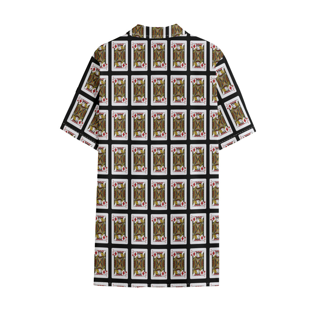 Jack Of Diamonds Pattern Print Cotton Hawaiian Shirt