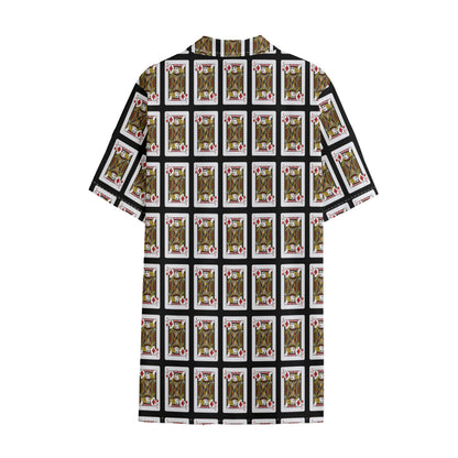 Jack Of Diamonds Pattern Print Cotton Hawaiian Shirt