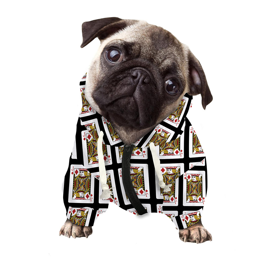 Jack Of Diamonds Pattern Print Dog Zip Up Hoodie