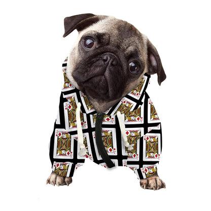 Jack Of Diamonds Pattern Print Dog Zip Up Hoodie