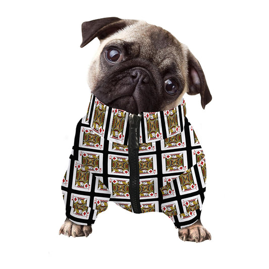 Jack Of Diamonds Pattern Print Dog Zip Up Jacket