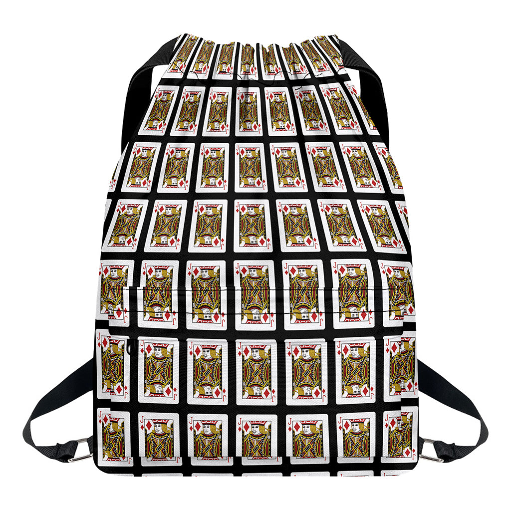 Jack Of Diamonds Pattern Print Drawstring Backpack
