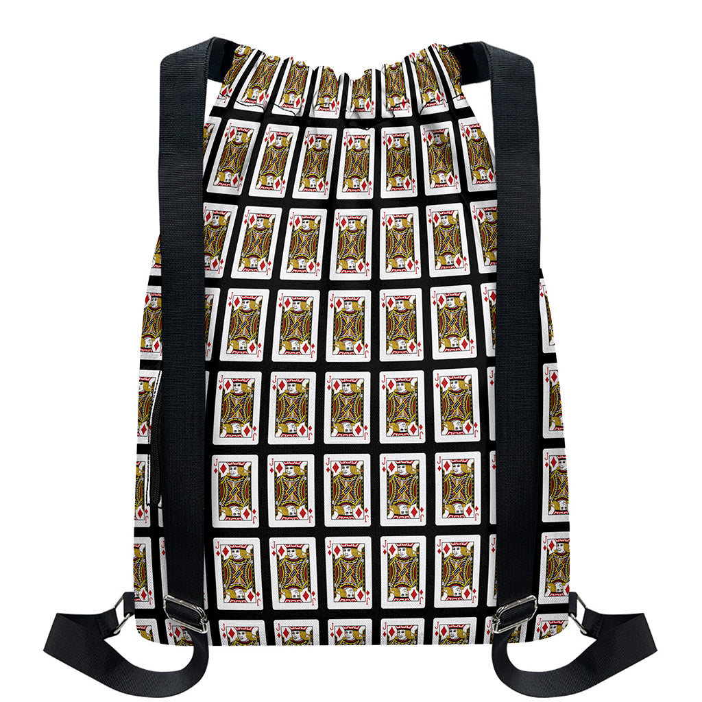 Jack Of Diamonds Pattern Print Drawstring Backpack