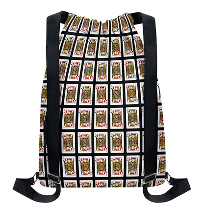 Jack Of Diamonds Pattern Print Drawstring Backpack