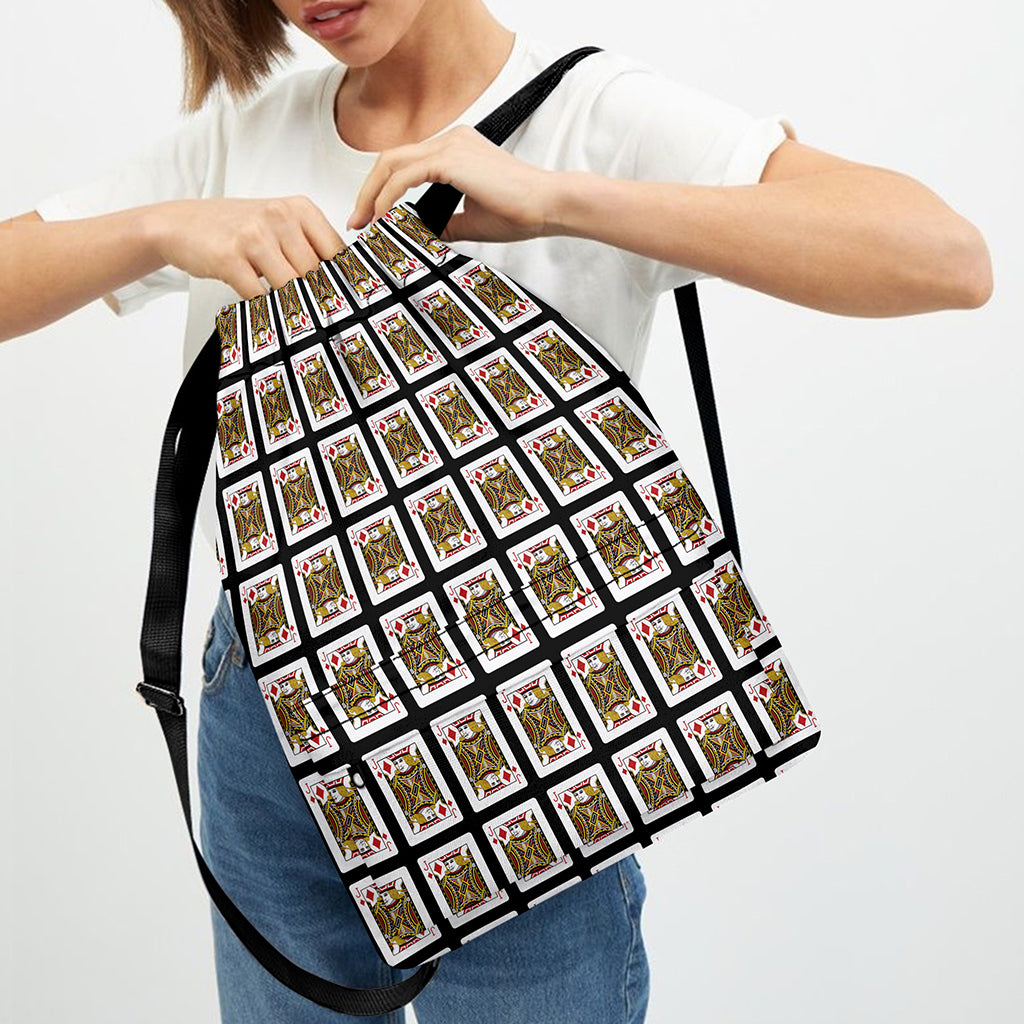 Jack Of Diamonds Pattern Print Drawstring Backpack