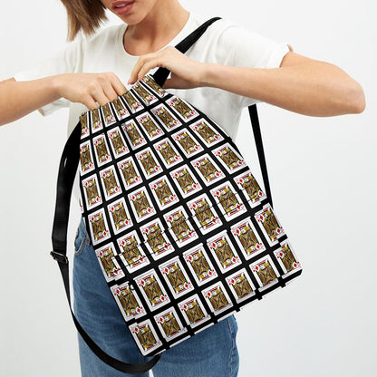 Jack Of Diamonds Pattern Print Drawstring Backpack