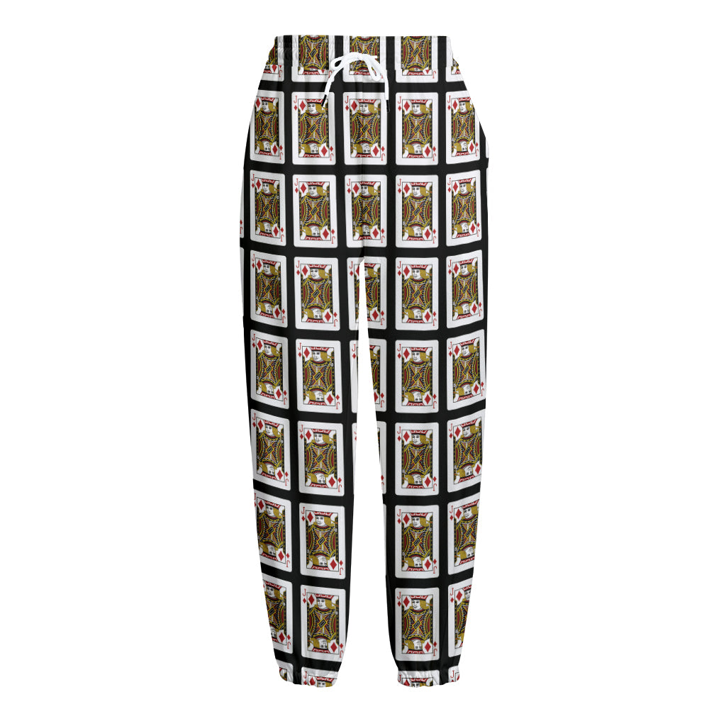 Jack Of Diamonds Pattern Print Fleece Lined Knit Pants