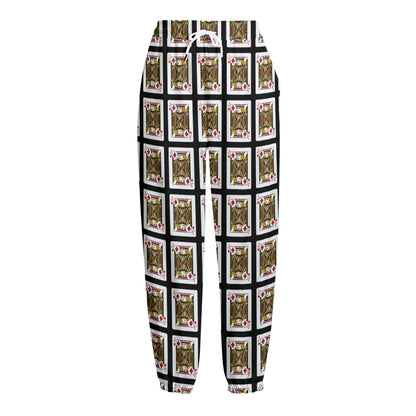 Jack Of Diamonds Pattern Print Fleece Lined Knit Pants