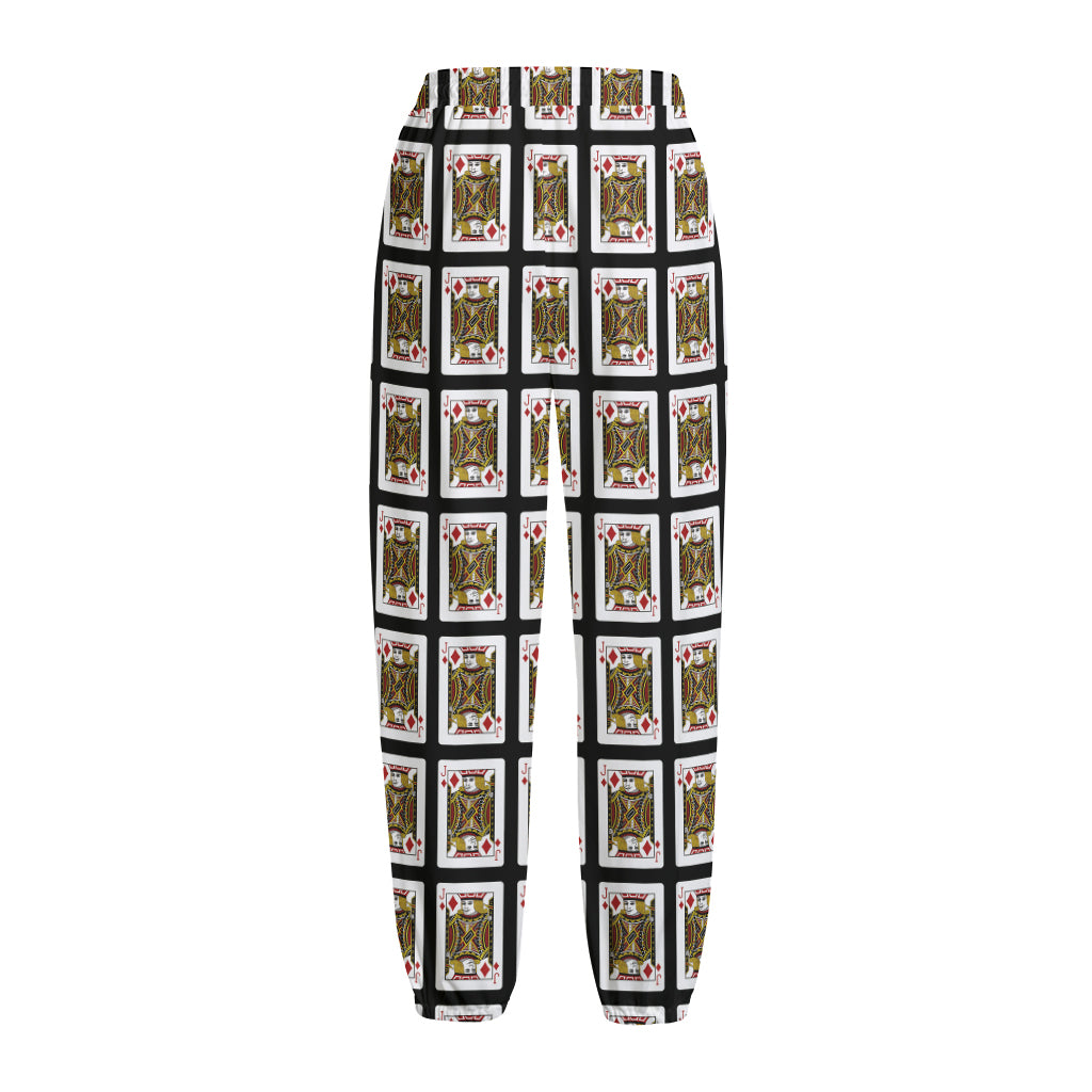 Jack Of Diamonds Pattern Print Fleece Lined Knit Pants