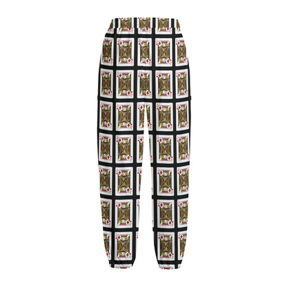 Jack Of Diamonds Pattern Print Fleece Lined Knit Pants