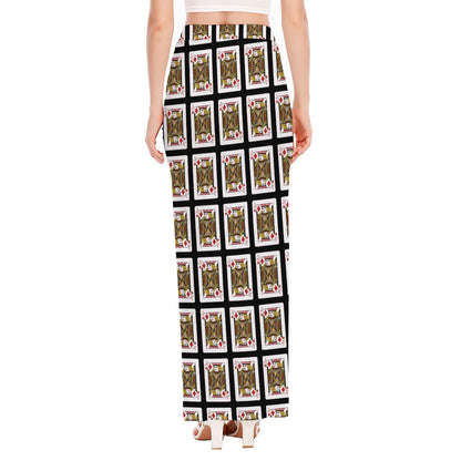 Jack Of Diamonds Pattern Print High Slit Maxi Skirt