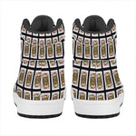Jack Of Diamonds Pattern Print High Top Leather Sneakers