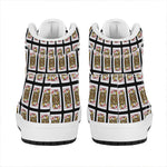Jack Of Diamonds Pattern Print High Top Leather Sneakers