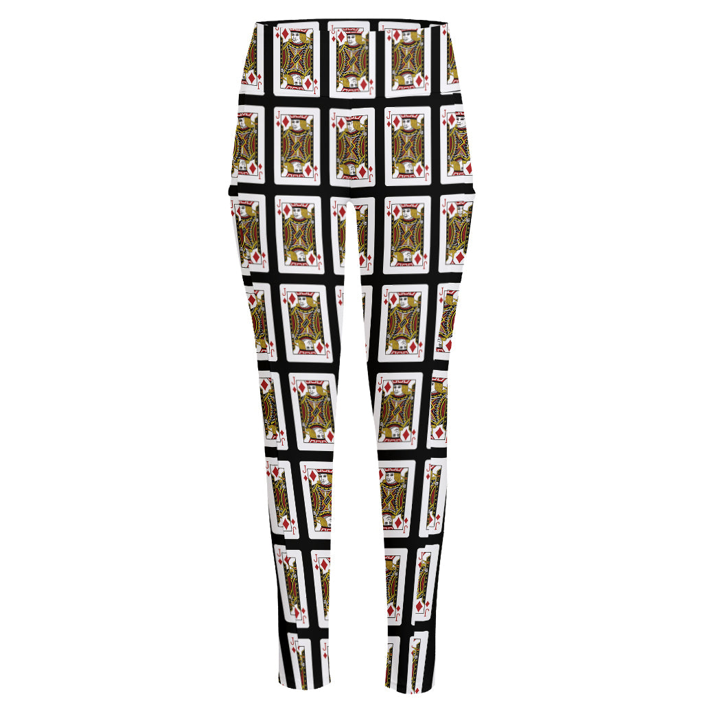 Jack Of Diamonds Pattern Print High-Waisted Pocket Leggings