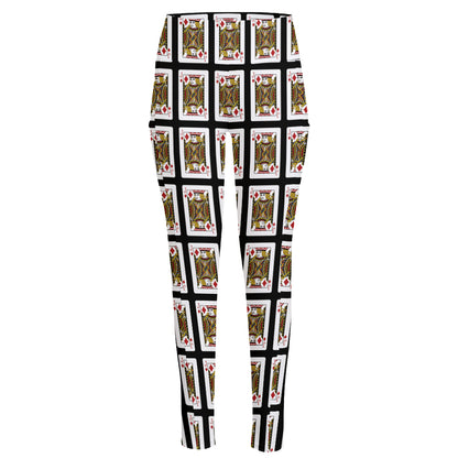 Jack Of Diamonds Pattern Print High-Waisted Pocket Leggings