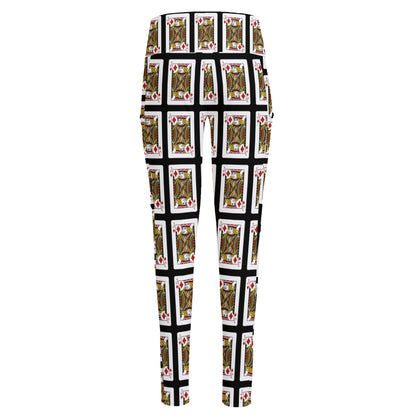 Jack Of Diamonds Pattern Print High-Waisted Pocket Leggings
