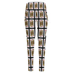 Jack Of Diamonds Pattern Print High-Waisted Pocket Leggings