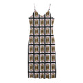 Jack Of Diamonds Pattern Print Jersey Midi Cami Dress
