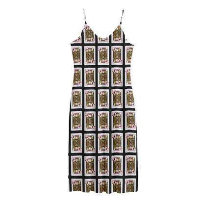 Jack Of Diamonds Pattern Print Jersey Midi Cami Dress