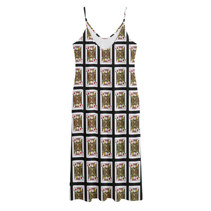 Jack Of Diamonds Pattern Print Jersey Midi Cami Dress