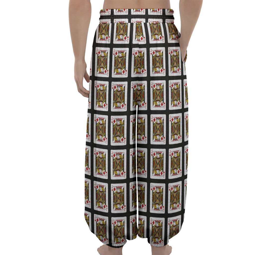 Jack Of Diamonds Pattern Print Lantern Pants