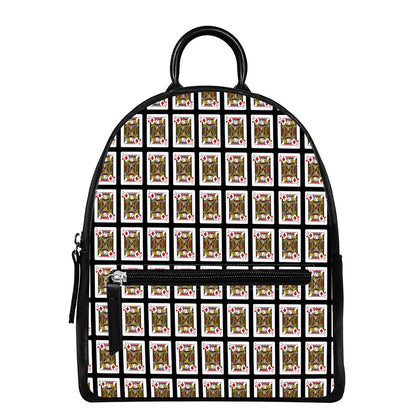 Jack Of Diamonds Pattern Print Leather Backpack