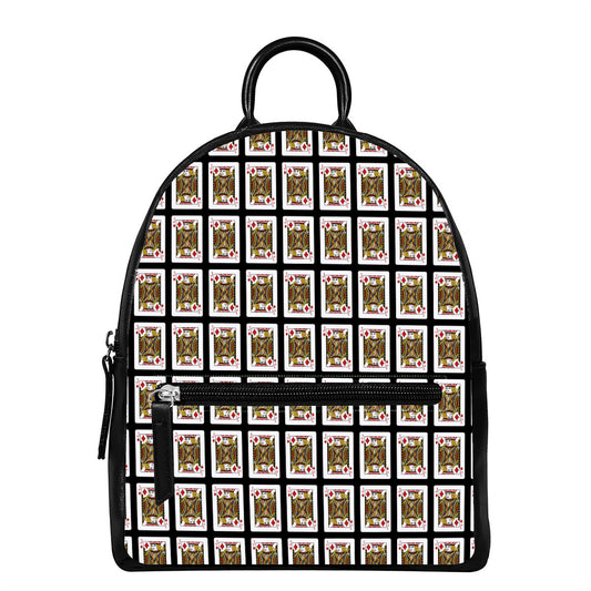 Jack Of Diamonds Pattern Print Leather Backpack
