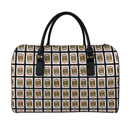 Jack Of Diamonds Pattern Print Leather Duffle Bag